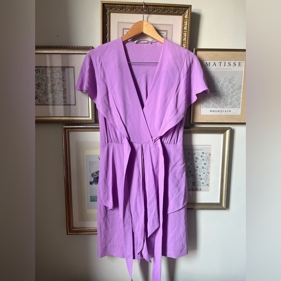 Stella McCartney V Neck Tie Waist Dress Lavender 40 Medium - Picture 7 of 11
